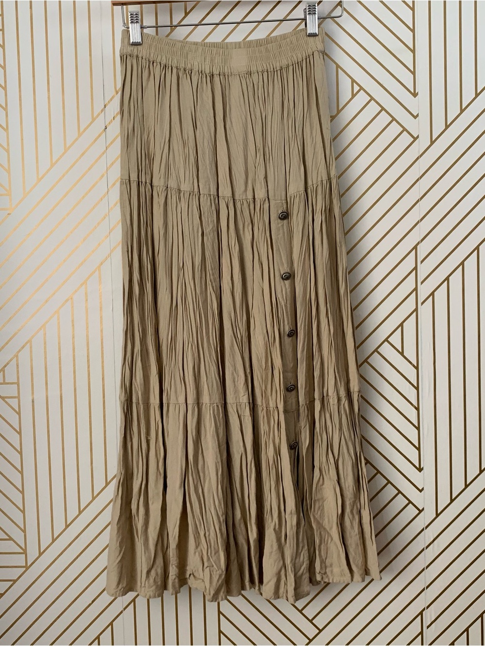 Rhythm Blue western wear inspired crinkle pleated buttons skirt Boho Bohemian S